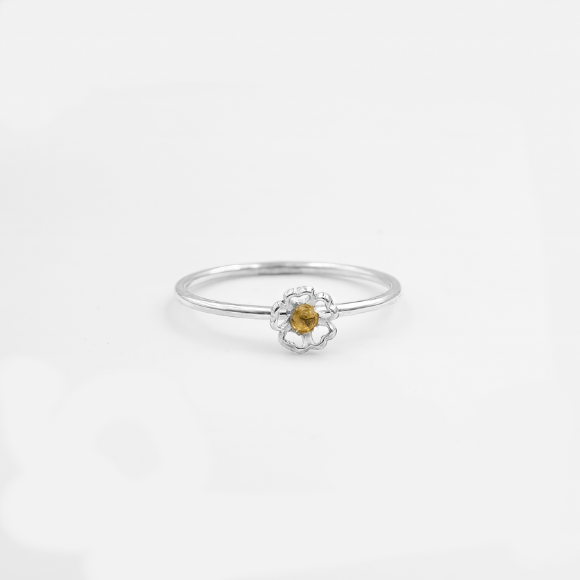 Silver ring with citrine