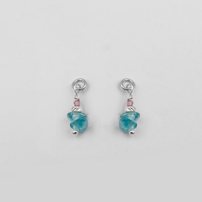 Miranda earrings with apatite charms and pink tourmaline