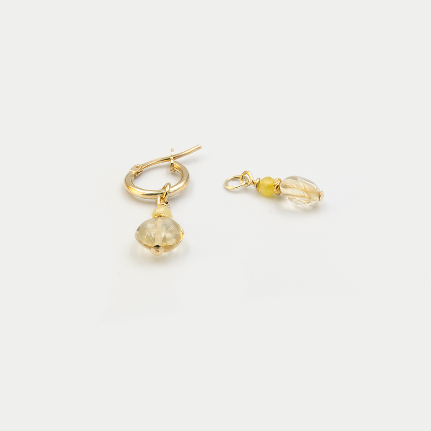 Set of earrings with yellow opal and citrine charms