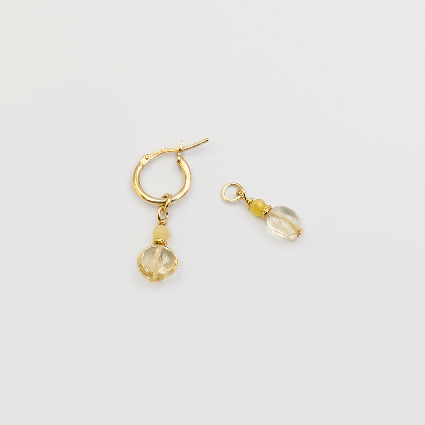 Set of earrings with yellow opal and citrine charms
