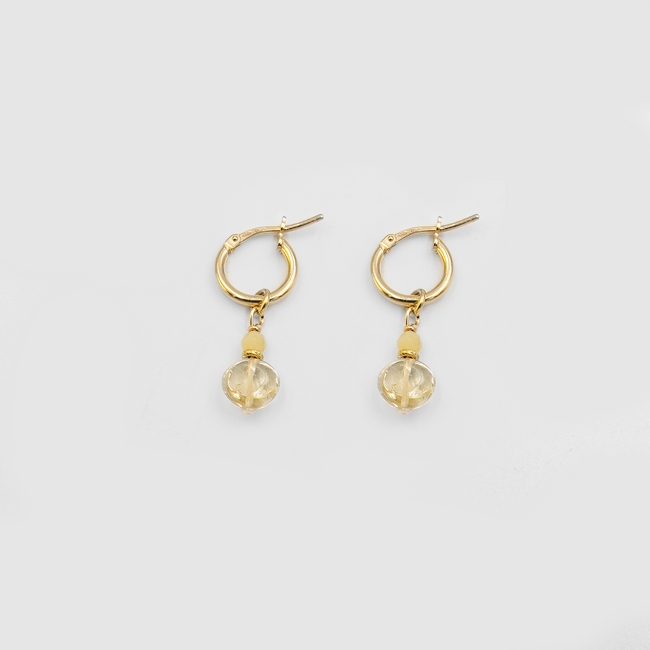 Set of earrings with yellow opal and citrine charms