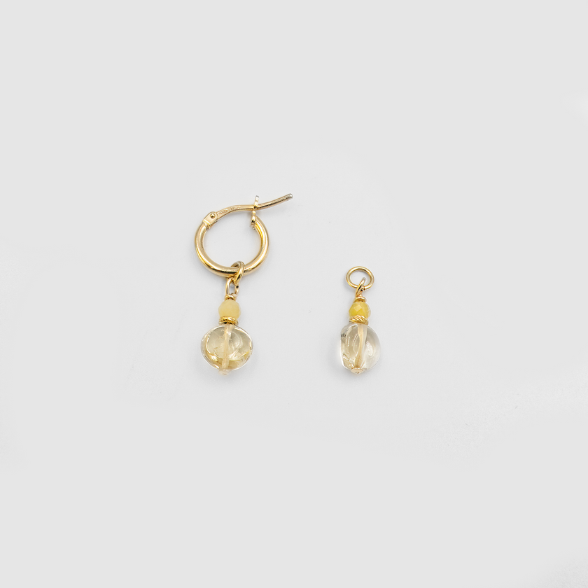 Set of earrings with yellow opal and citrine charms