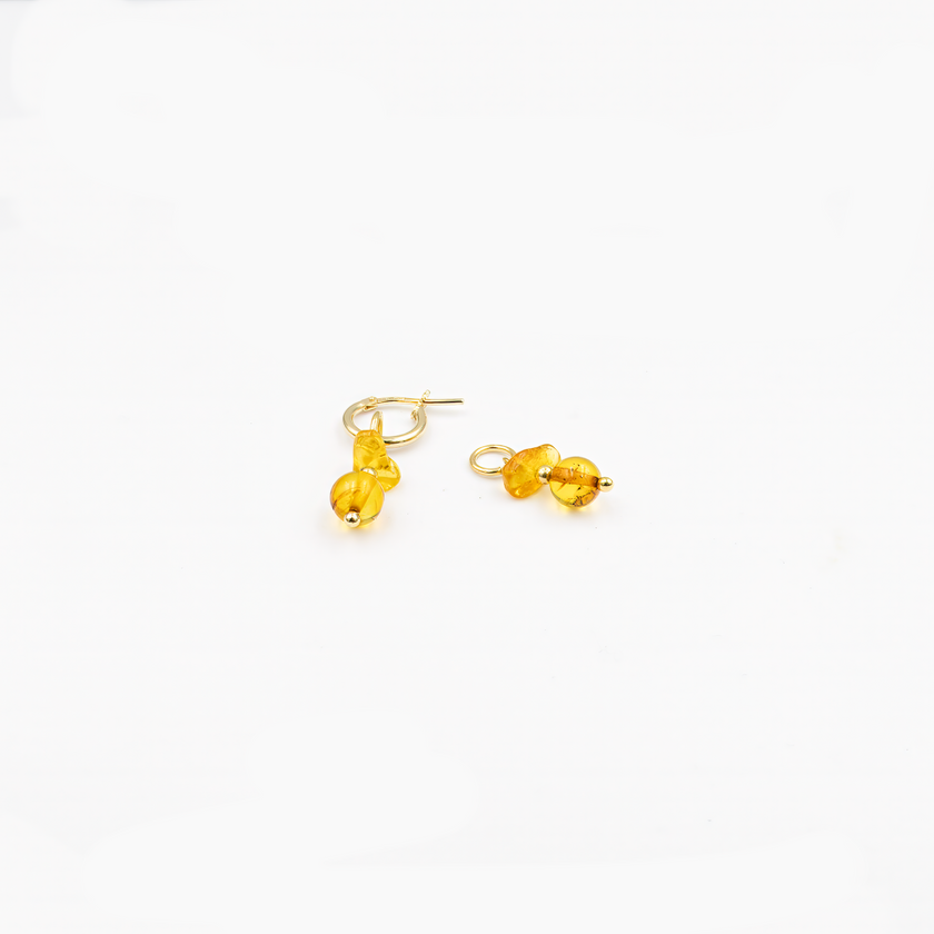 Nicole Earrings with Amber Charms