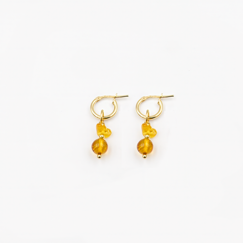 Nicole Earrings with Amber Charms