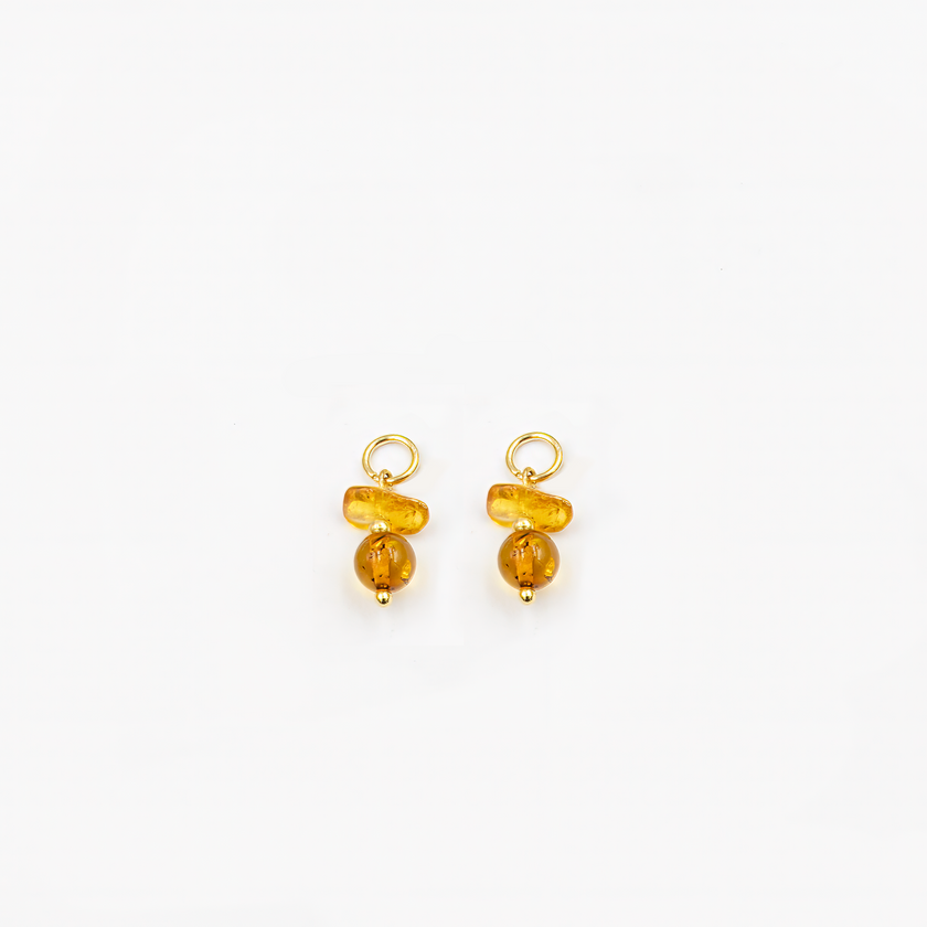 Nicole Earrings with Amber Charms