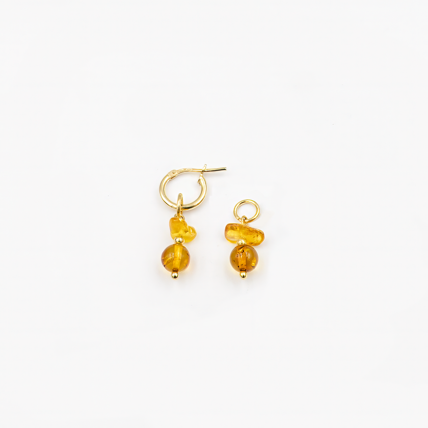 Nicole Earrings with Amber Charms
