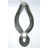 Multi-layer necklace with gray glass beads