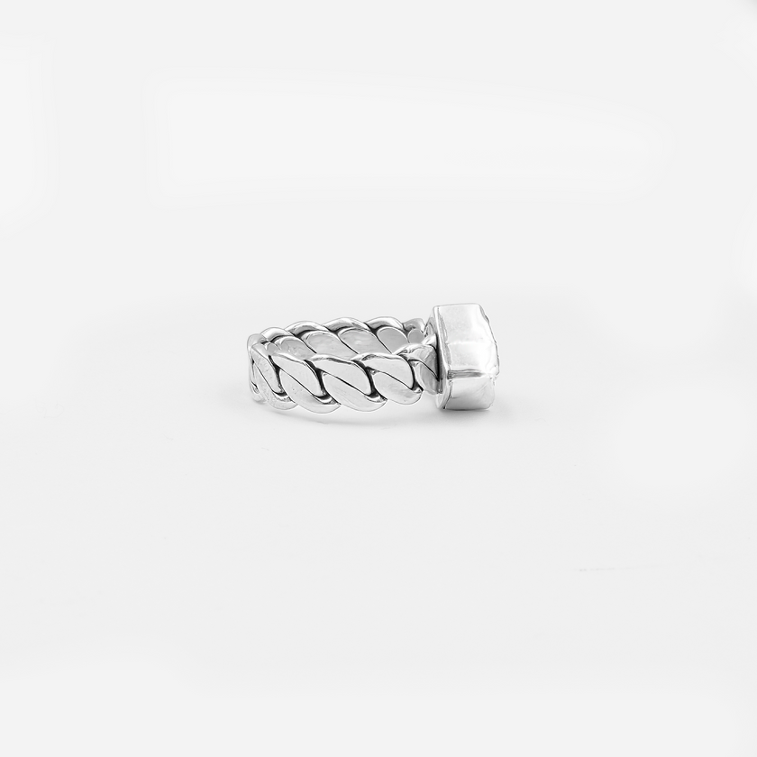 Silver ring with raw tanzanite