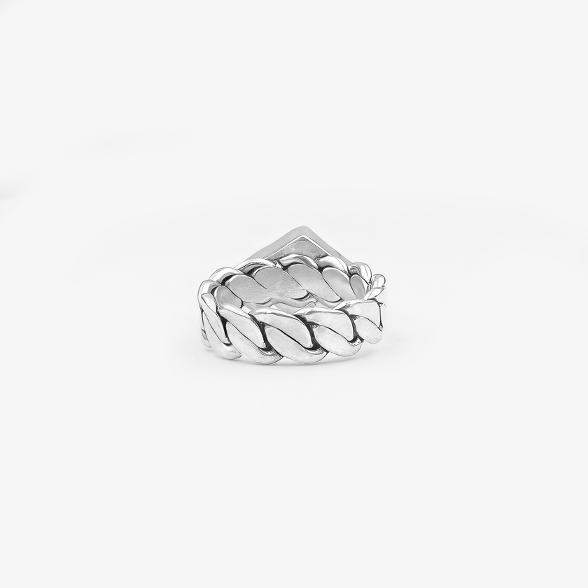 Silver ring with raw tanzanite