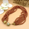 Short multi-layer necklace with brown glass beads