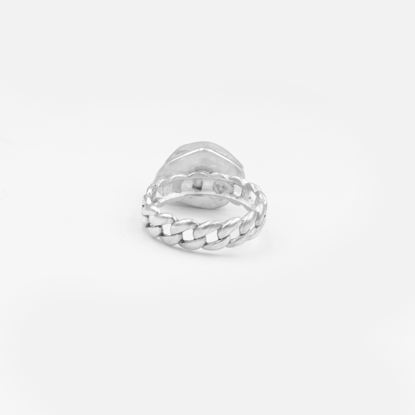 Silver ring with raw tanzanite