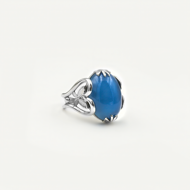 A special silver ring with blue opalite