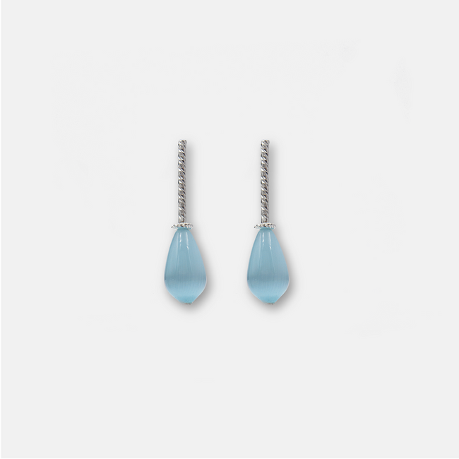 Silver earrings with azure opalite