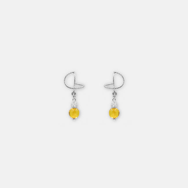 Silver omega earrings with an artificial brook pearl