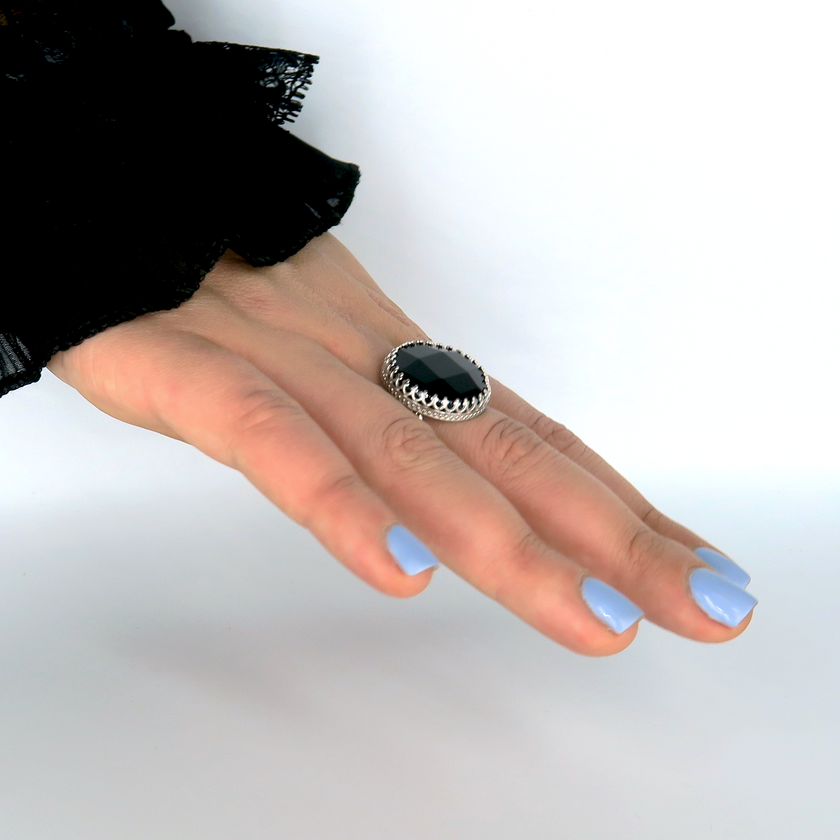 Silver ring with onyx