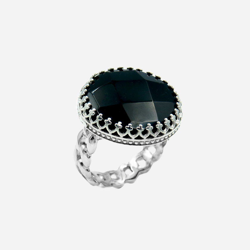 Silver ring with onyx