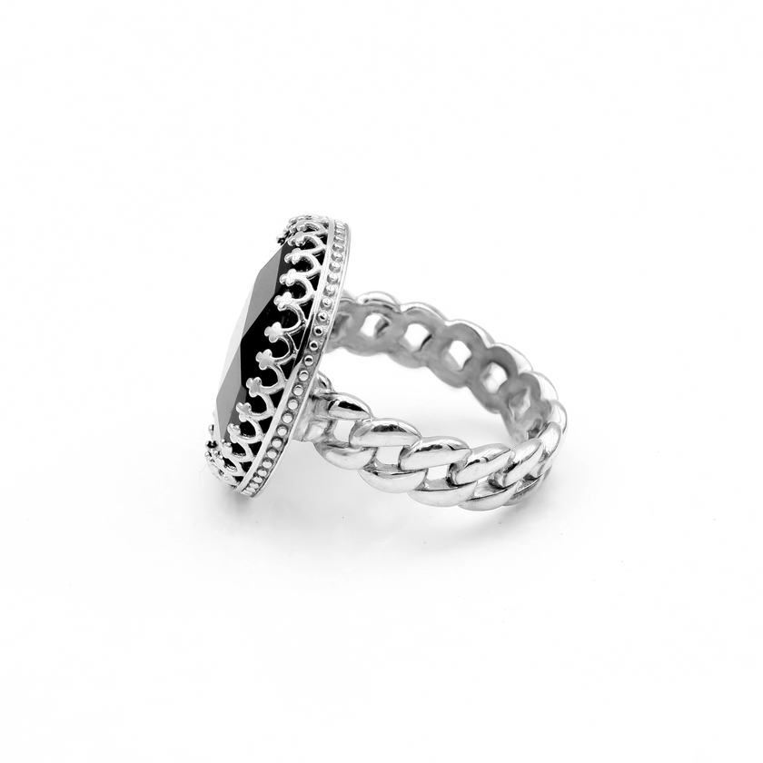 Silver ring with onyx