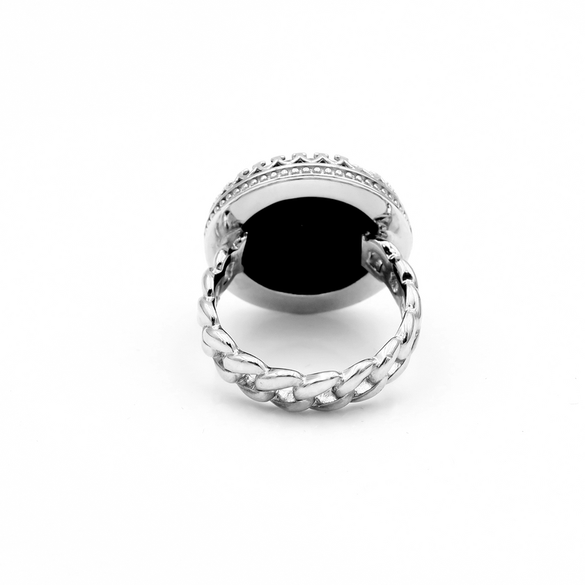 Silver ring with onyx