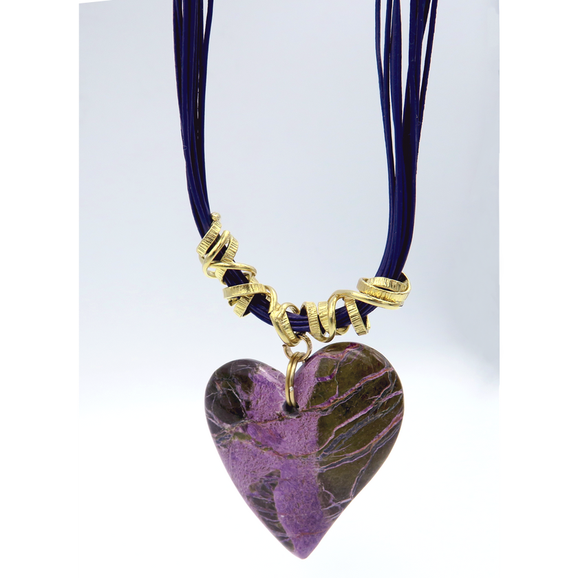Stichtite& Leather Necklace with Silver 925 accesories
