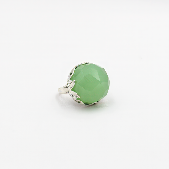 Silver ring combined with green opalite