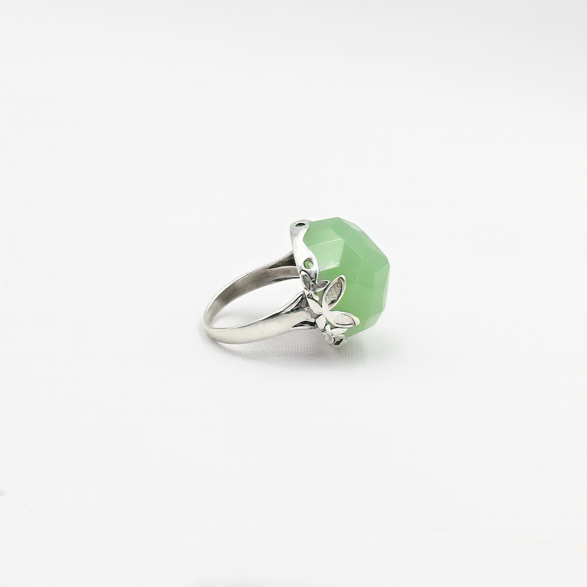 Silver ring combined with green opalite