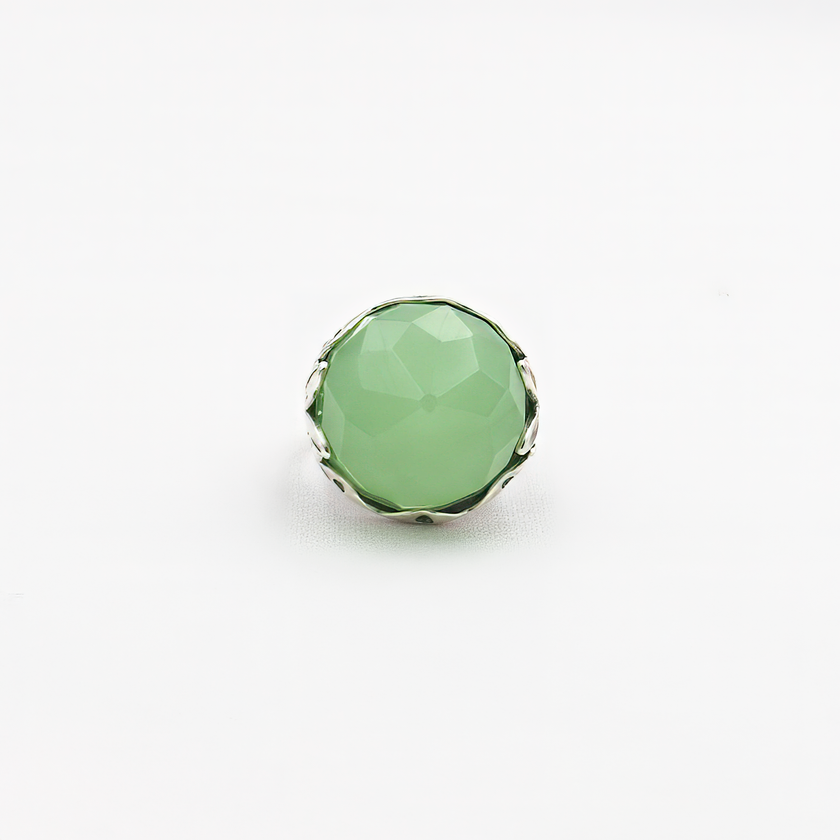 Silver ring combined with green opalite