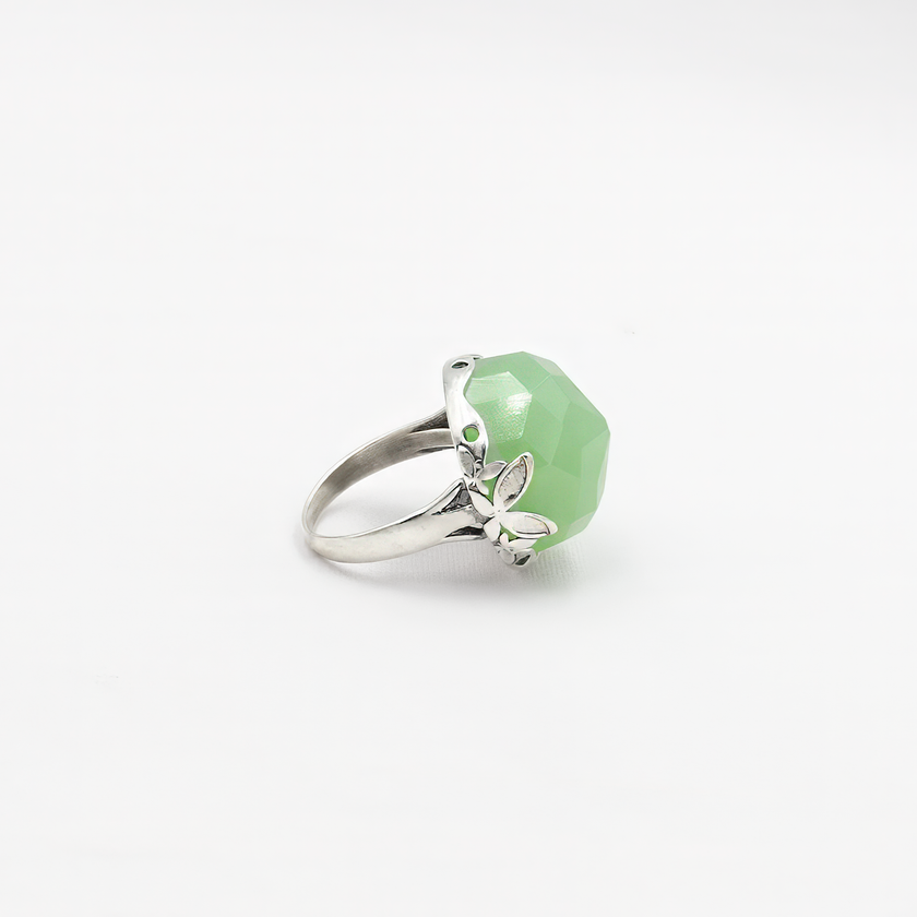 Silver ring combined with green opalite