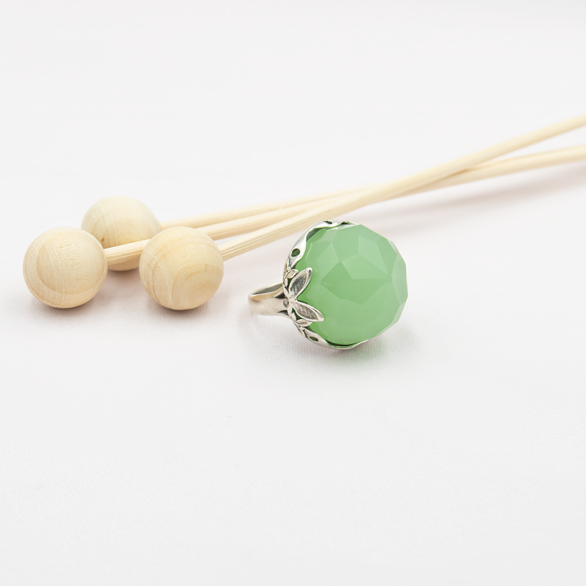 Silver ring combined with green opalite