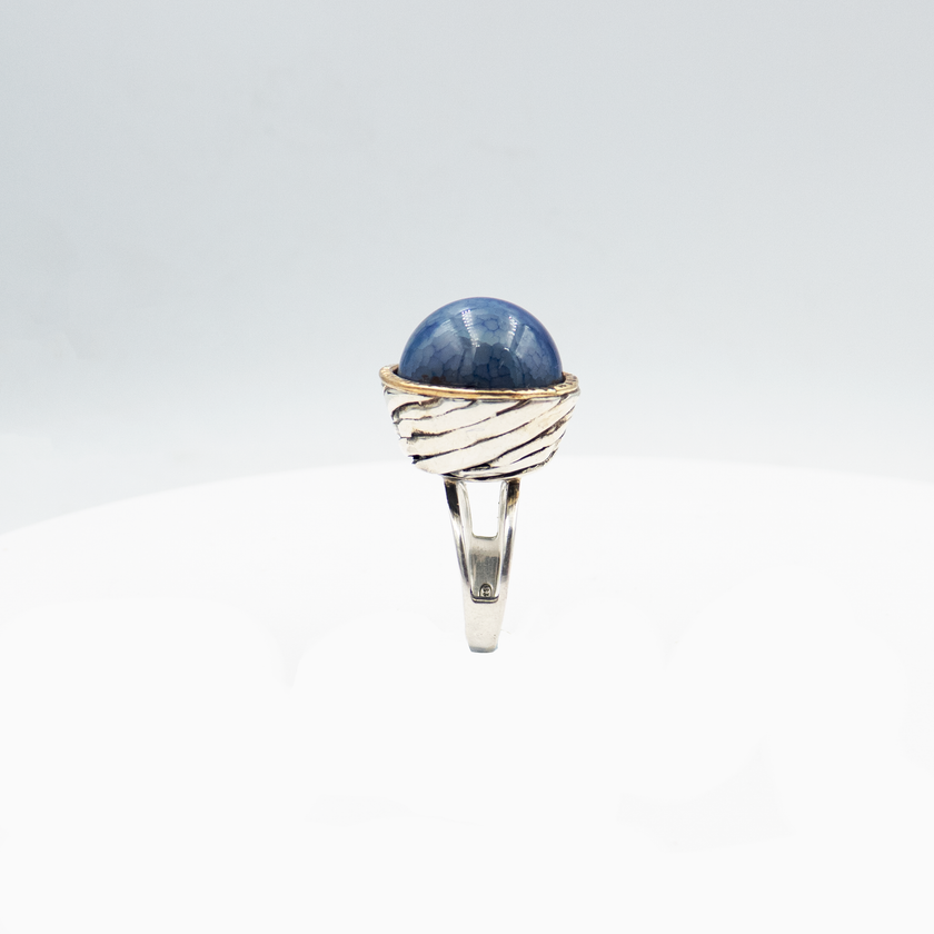 925 silver ring with green agate