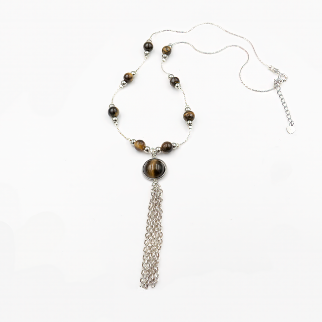 925 silver chain combined with a tiger eye pendant