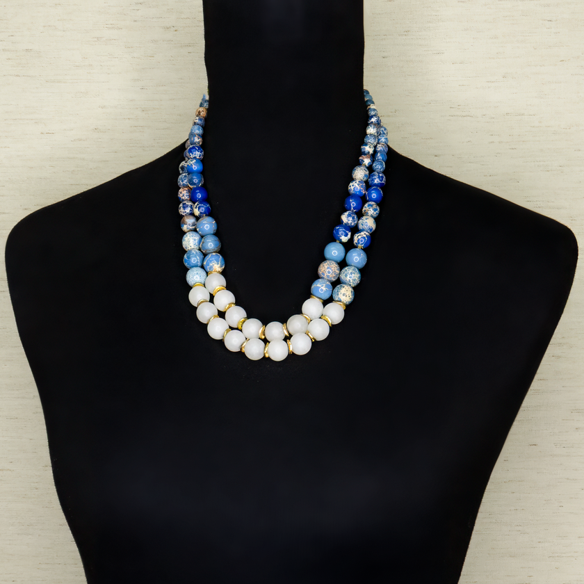 Silver necklace with topaz and citrine stones