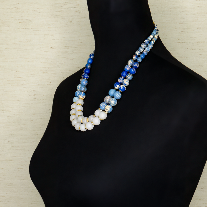 Silver necklace with topaz and citrine stones