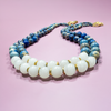 Silver necklace with topaz and citrine stones