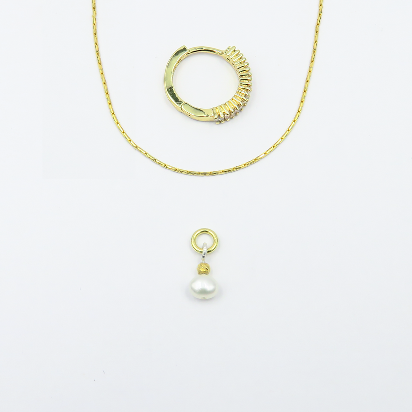 Sabrina earrings and necklace with 2 pendants