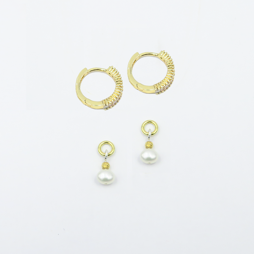 Sabrina earrings and necklace with 2 pendants