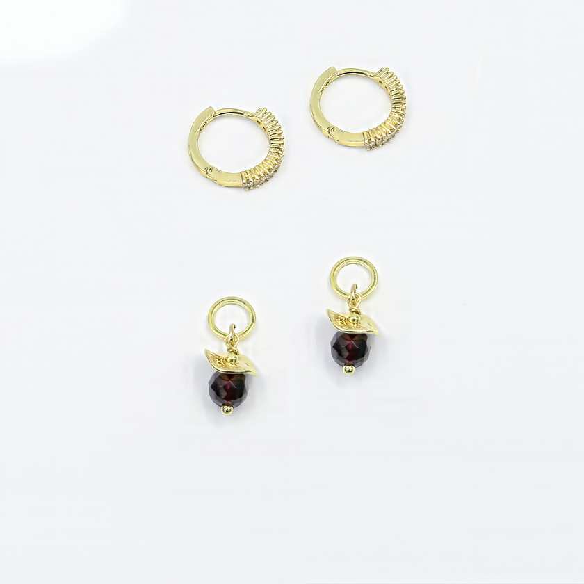 Sabrina earrings and necklace with 2 pendants