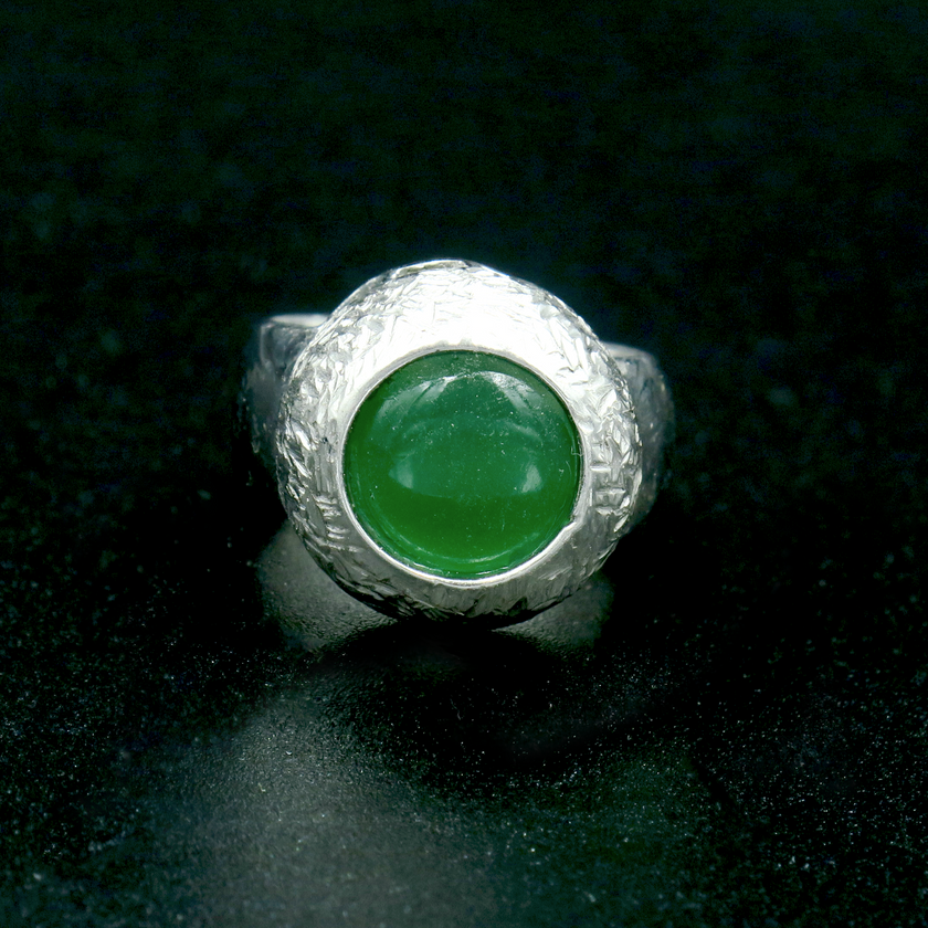 טבעת כסף 925 עם אגת ירוק