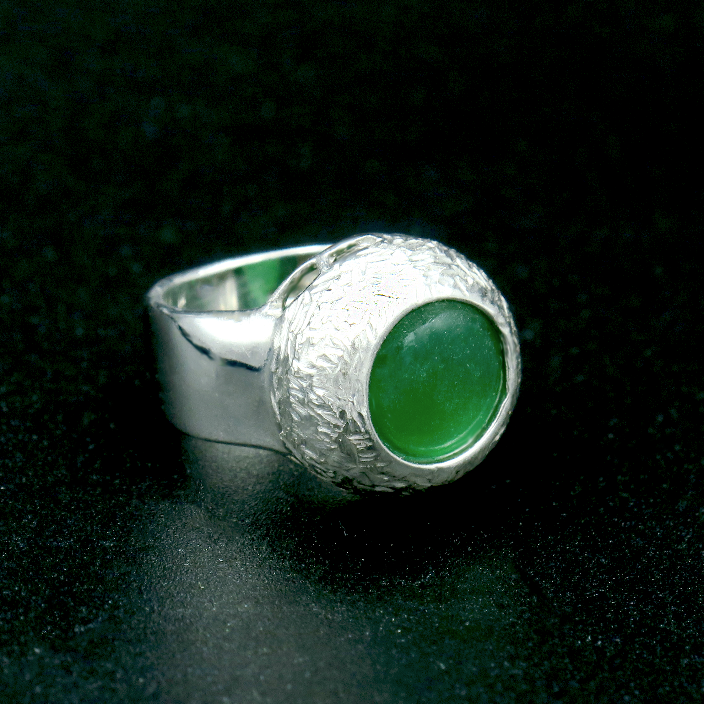 טבעת כסף 925 עם אגת ירוק