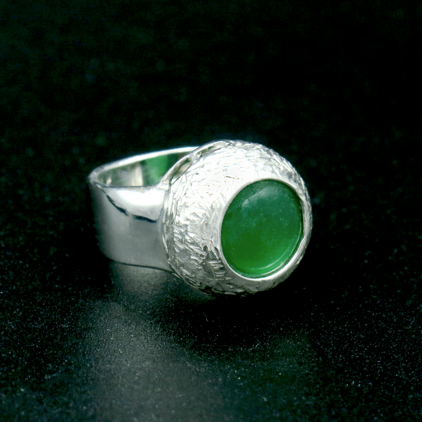 טבעת כסף 925 עם אגת ירוק