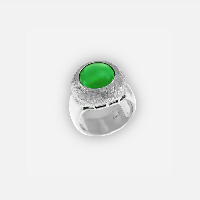 925 silver ring with green agate