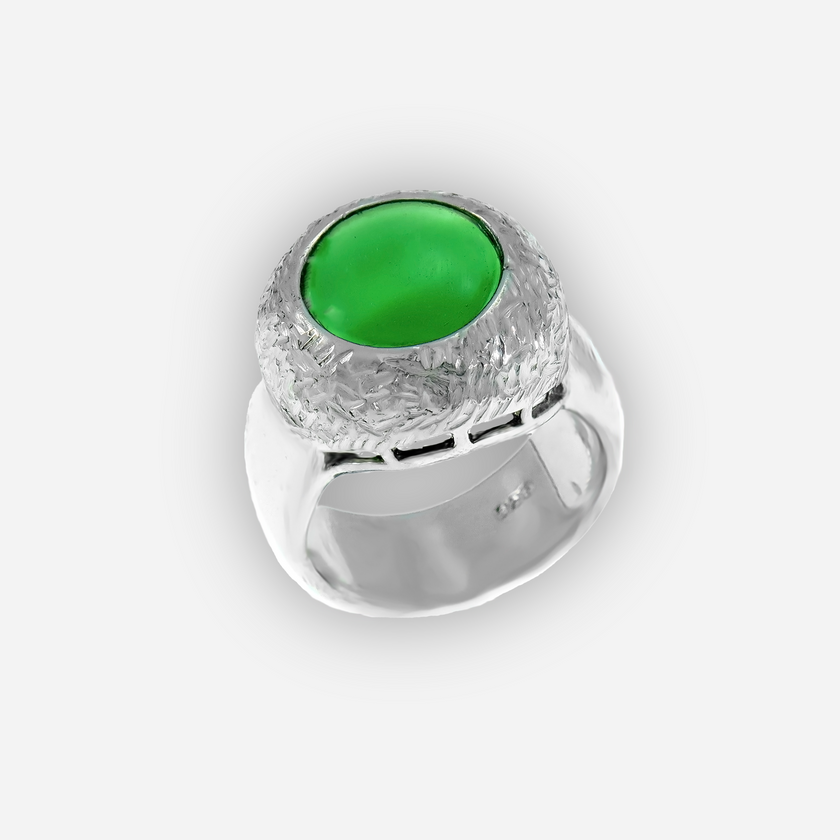 טבעת כסף 925 עם אגת ירוק