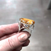 Silver ring with yellow agate stone