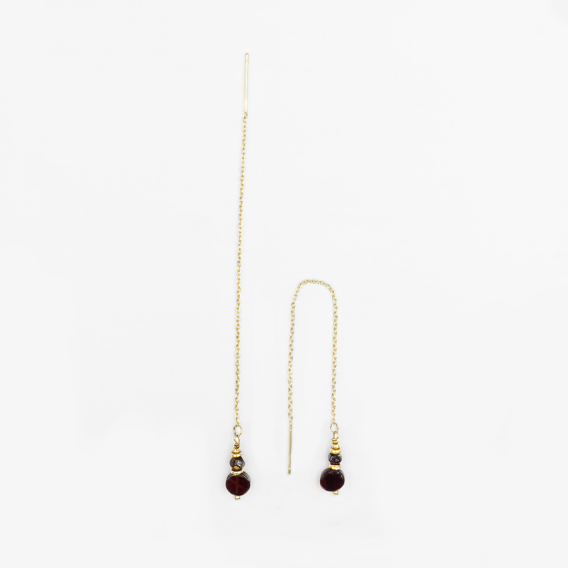 עגילי זהב 14 קראט עם גארנט