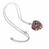 Elegant silver necklace with a multicolored heart pendant