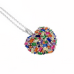 Elegant silver necklace with a multicolored heart pendant