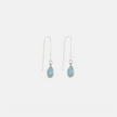 14 carat white gold chain earrings with aquamarine
