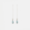 14 carat white gold chain earrings with aquamarine