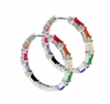 Luxurious hoop earrings with a multi-color zirconia stone