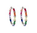 Luxurious hoop earrings with a multi-color zirconia stone
