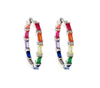 Luxurious hoop earrings with a multi-color zirconia stone